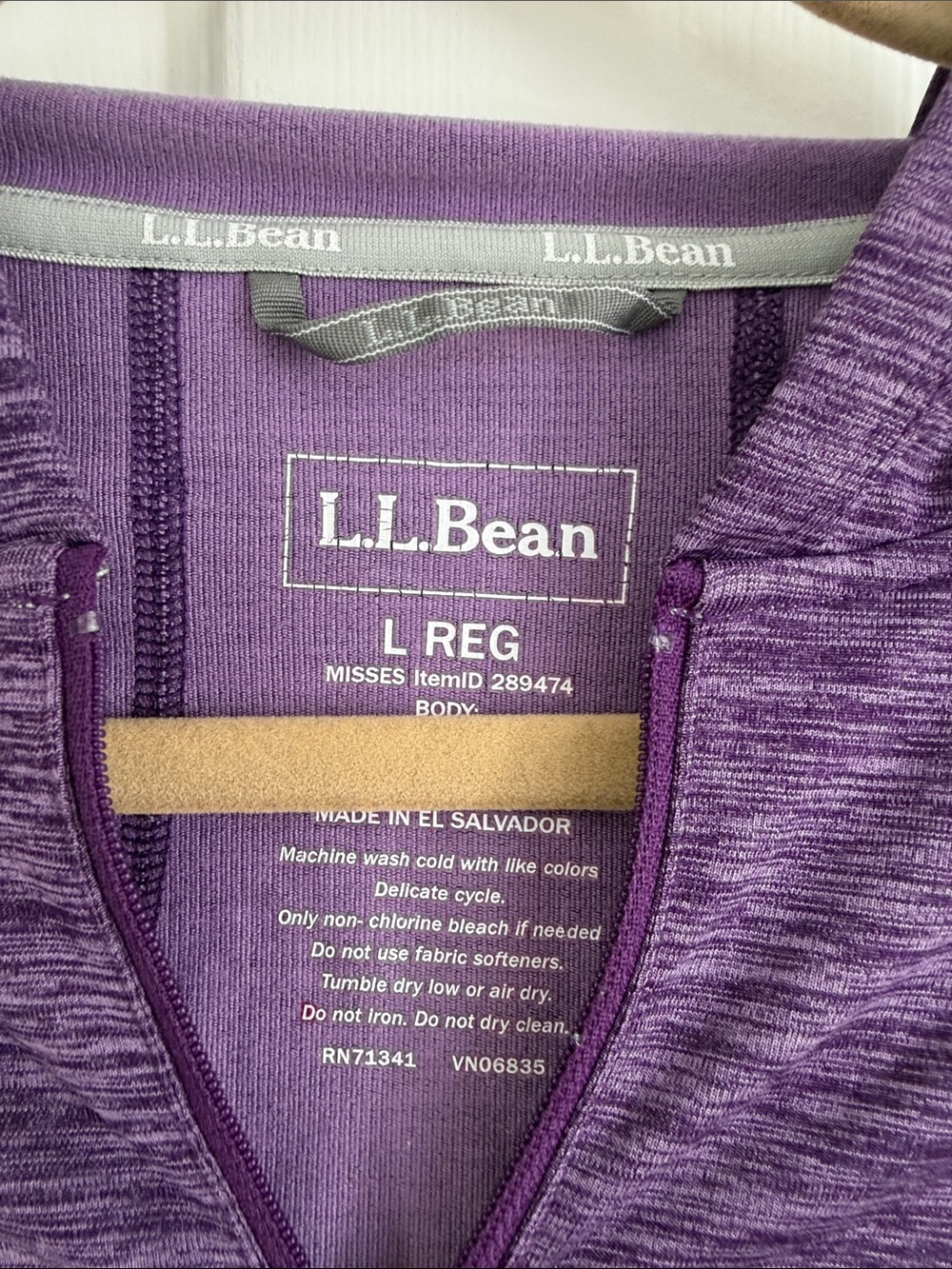 L.L. Bean Women's Purple Heather Quarter-Zip Hooded Active Top Size Large - Picture 2 of 7